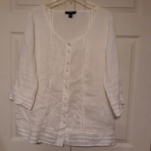 White Linen Button Down  1X